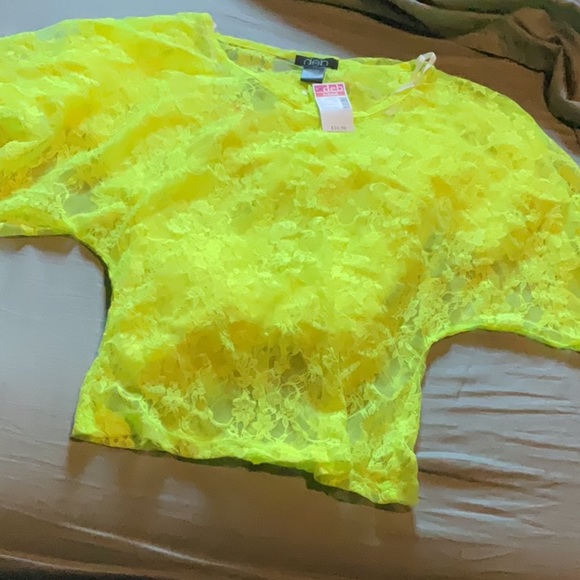 Neon highlighter yellow lace top size XS (free gift w/ purchase!!!!!) - Picture 1 of 3